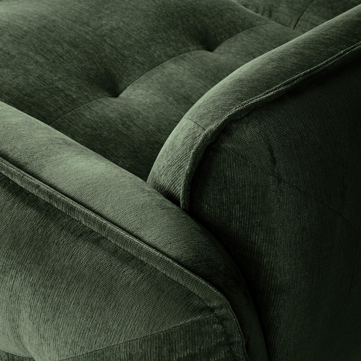 ECKSOFA in Chenille Dunkelgrün  - Dunkelgrün/Schwarz, Modern, Kunststoff/Textil (269/184cm) - Trendmanufaktur
