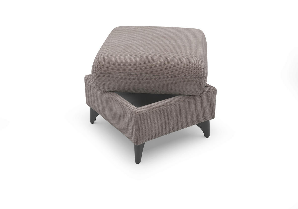 HOCKER GLENDALE E Flachgewebe Taupe  - Taupe/Schwarz, KONVENTIONELL, Textil/Metall (58/48/58cm) - Sit & More