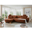 ECKSOFA in Mikrofaser Cognac  - Wildeiche/Cognac, KONVENTIONELL, Holz/Textil (236/286cm) - Voleo