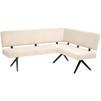 ECKBANK 190/150 cm Leinenoptik Beige   - Beige/Schwarz, KONVENTIONELL, Textil/Metall (190/150cm) - MID.YOU