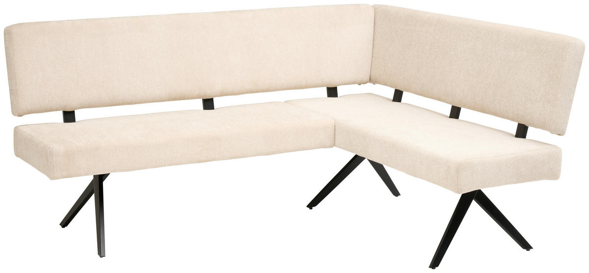 ECKBANK 190/150 cm Leinenoptik Beige   - Beige/Schwarz, KONVENTIONELL, Textil/Metall (190/150cm) - MID.YOU
