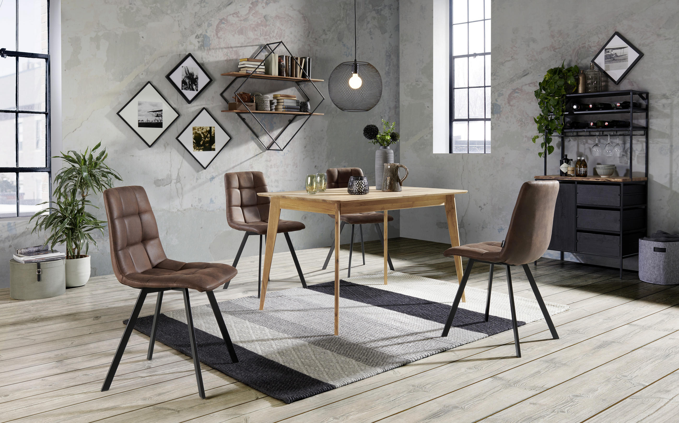 STUHL  in Stahl Mikrofaser Metall, Textil  - Schwarz/Braun, Design, Textil/Metall (46/88/54cm) - Carryhome