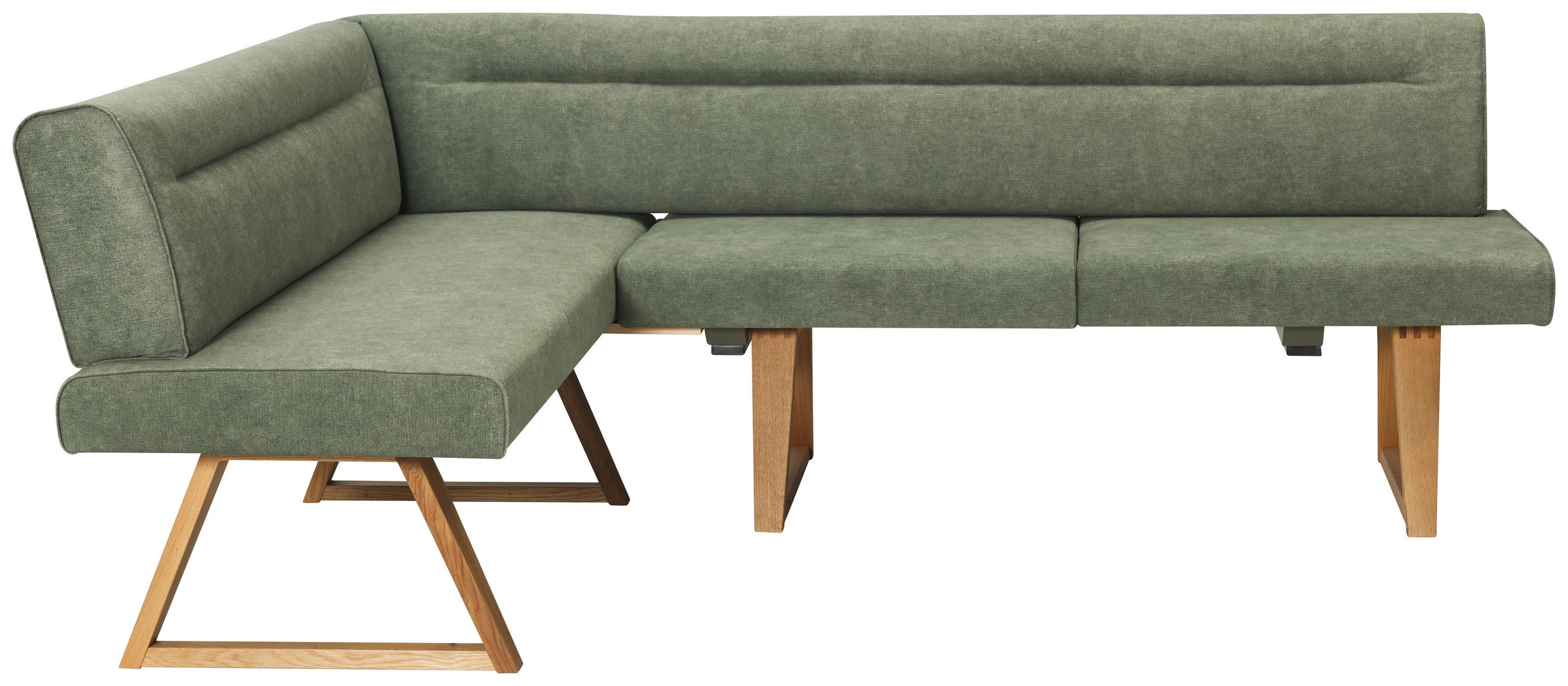 ECKBANK 170/230 cm Samt Grün, Eichefarben Asteiche massiv   - Eichefarben/Grün, KONVENTIONELL, Holz/Textil (170/230cm) - Moderano