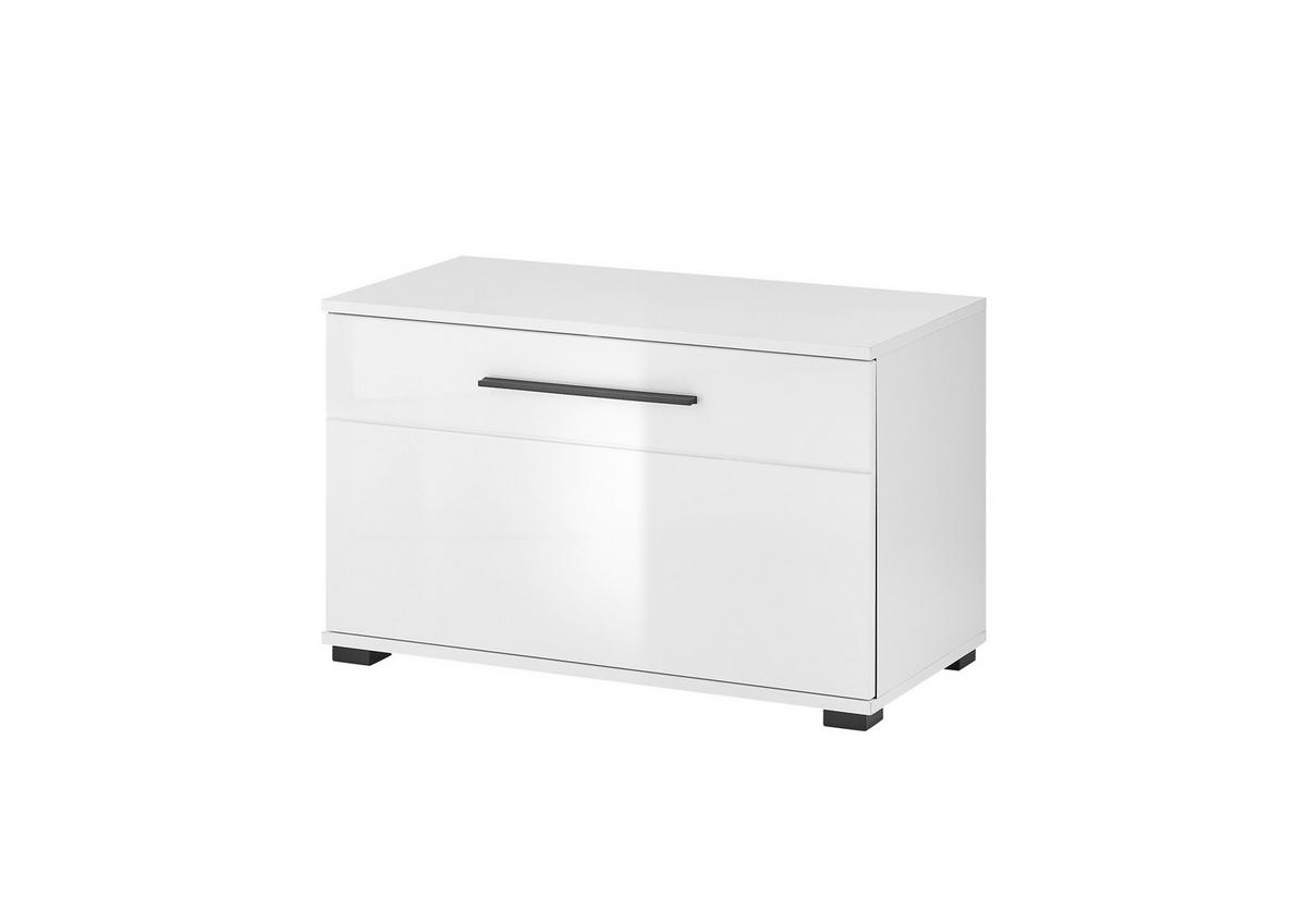 GARDEROBENBANK  in 80/50/42 cm  - Weiß Hochglanz/Schwarz, MODERN, Holzwerkstoff/Kunststoff (80/50/42cm) - MID.YOU