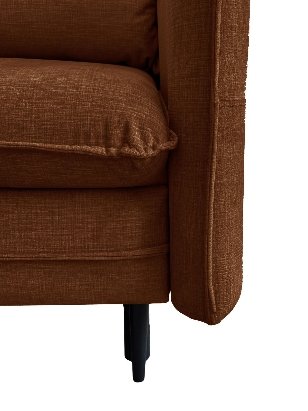 ECKSOFA Rostfarben Flachgewebe  - Rostfarben/Schwarz, Design, Holz/Kunststoff (170/235cm) - MID.YOU