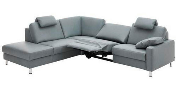 ECKSOFA in Echtleder Grau  - Alufarben/Grau, Design, Leder/Metall (242/275cm) - Dieter Knoll