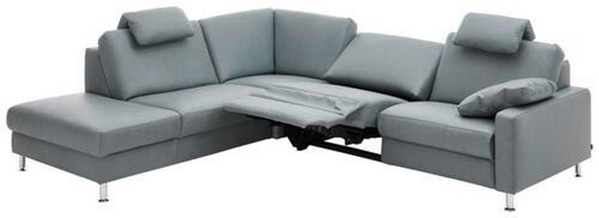 ECKSOFA in Echtleder Grau  - Alufarben/Grau, Design, Leder/Metall (242/275cm) - Dieter Knoll