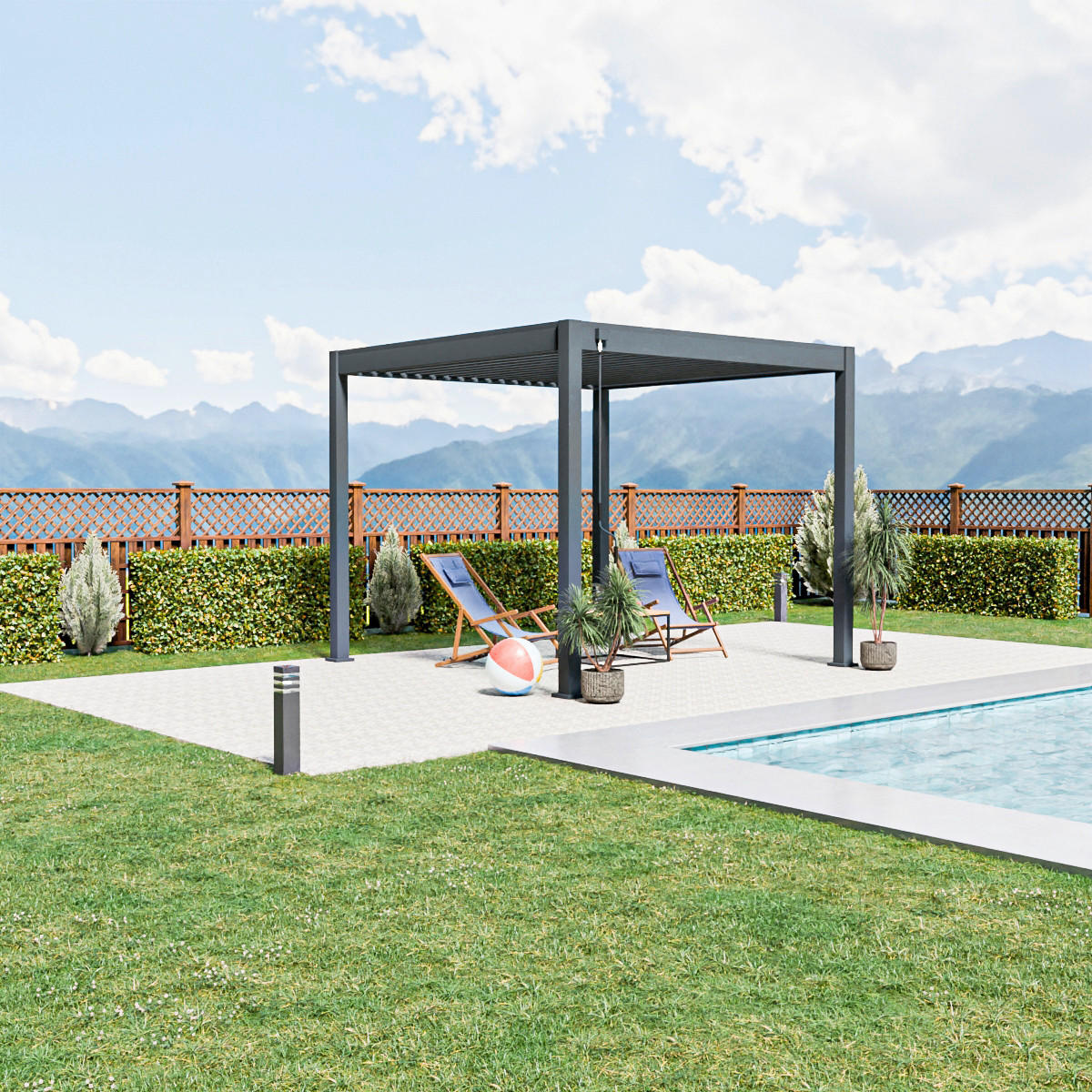 PERGOLA 300/300/255 cm   - Graphitfarben, Basics, Metall (300/300/255cm) - Gardenson