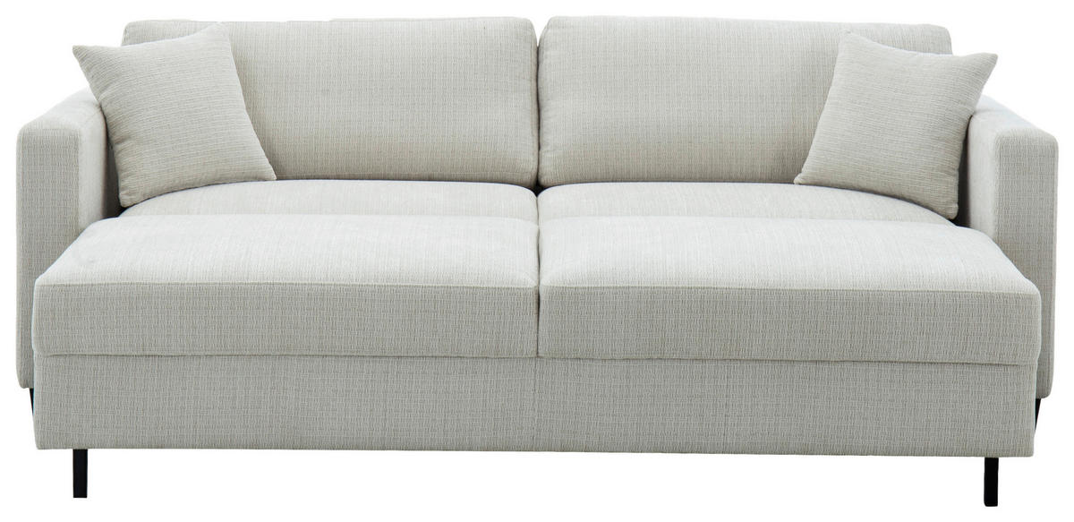 SCHLAFSOFA NOLA in Leinenoptik Beige  - Beige/Schwarz, Design, Holz/Textil (220,5/86/96cm) - Livetastic