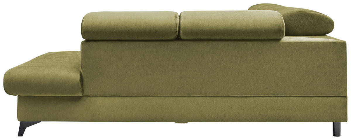 ECKSOFA Olivgrün Velours  - Schwarz/Olivgrün, MODERN, Textil/Metall (272/212cm) - MID.YOU