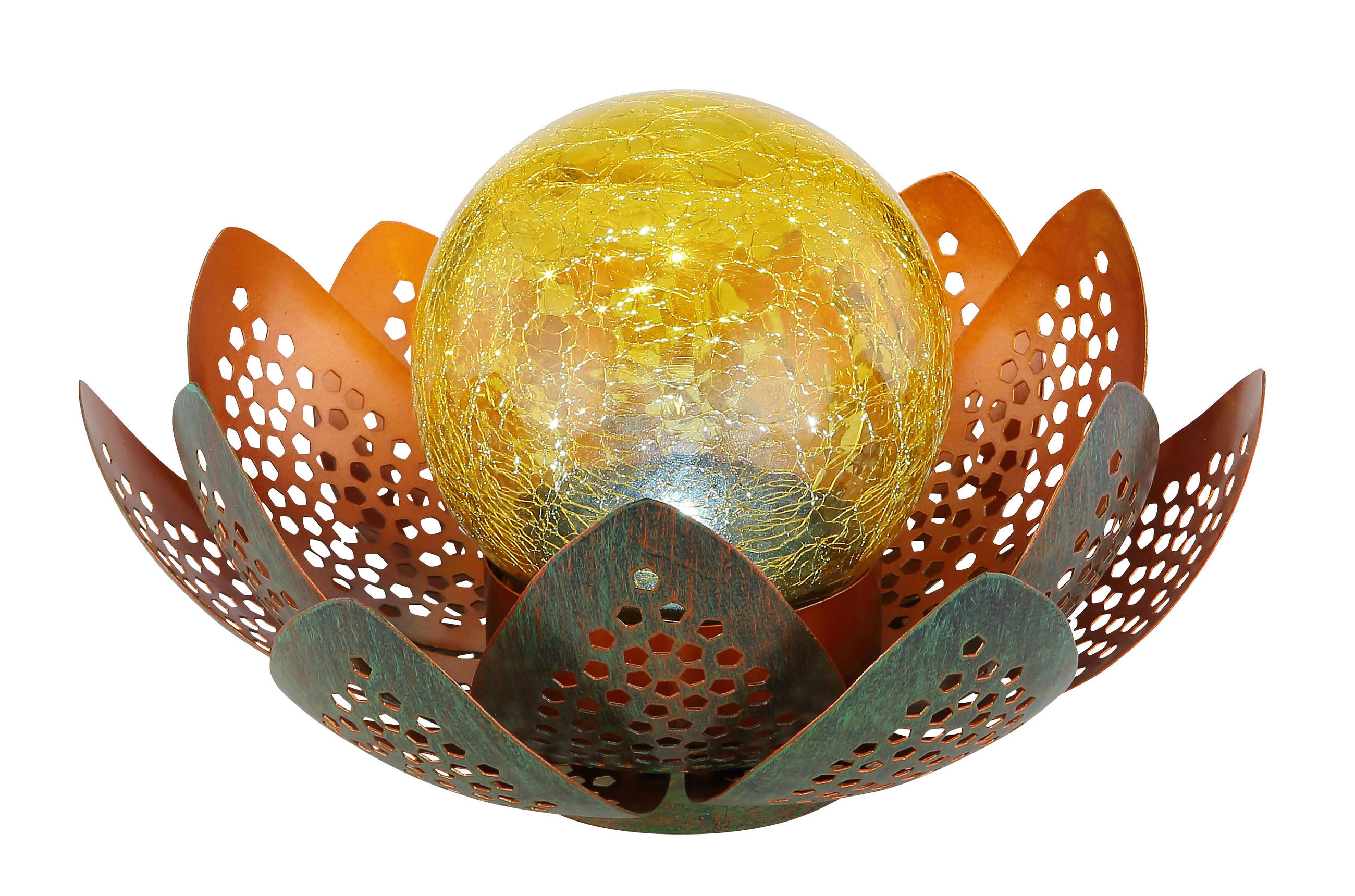 SOLARLEUCHTE - Goldfarben/Orange, Basics, Glas/Metall (22/22/13,5cm) - Globo