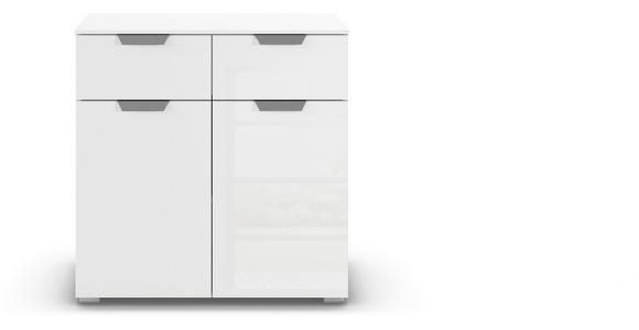 KOMMODE in 80/81/42 cm - Chromfarben/Weiß, Design, Glas/Holzwerkstoff (80/81/42cm) - Carryhome