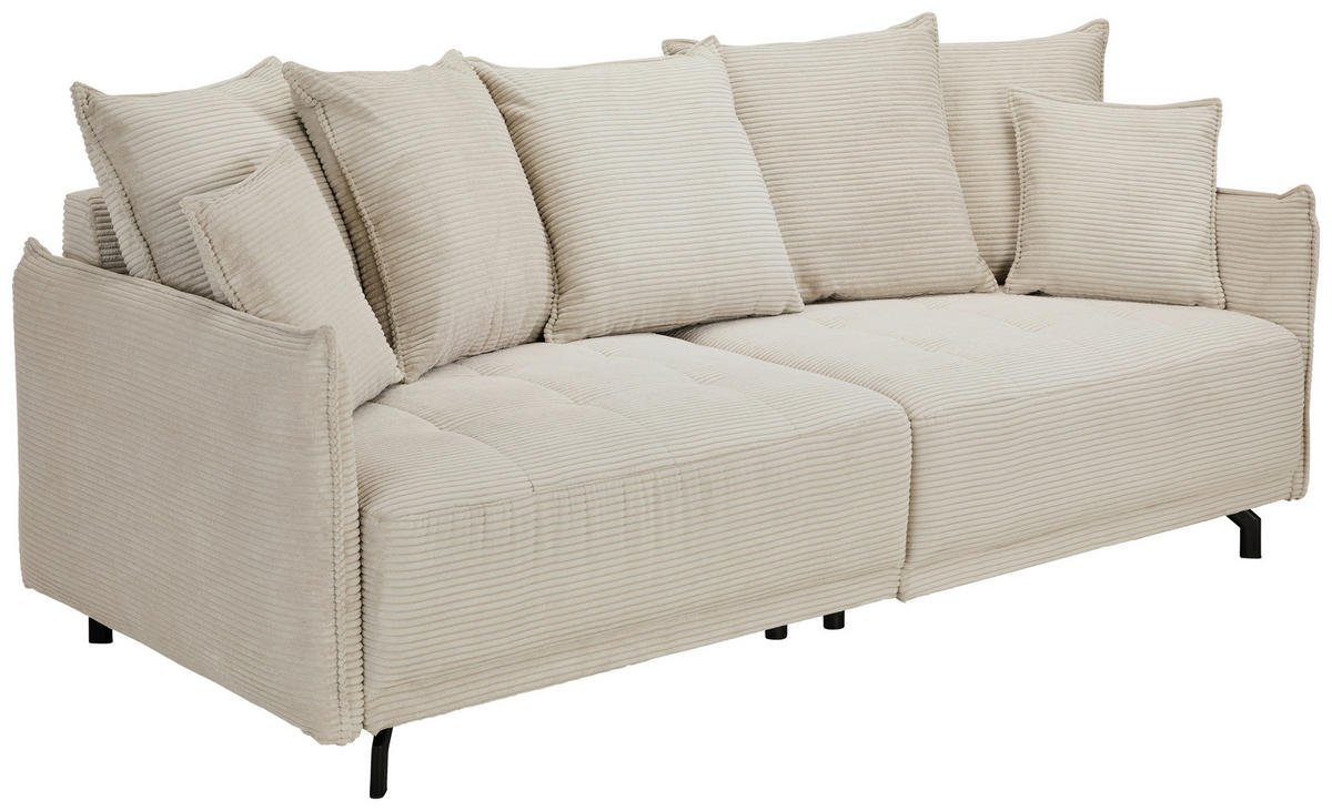 BIGSOFA in Cord Naturfarben  - Schwarz/Naturfarben, Design, Textil/Metall (226/91/103cm) - Carryhome