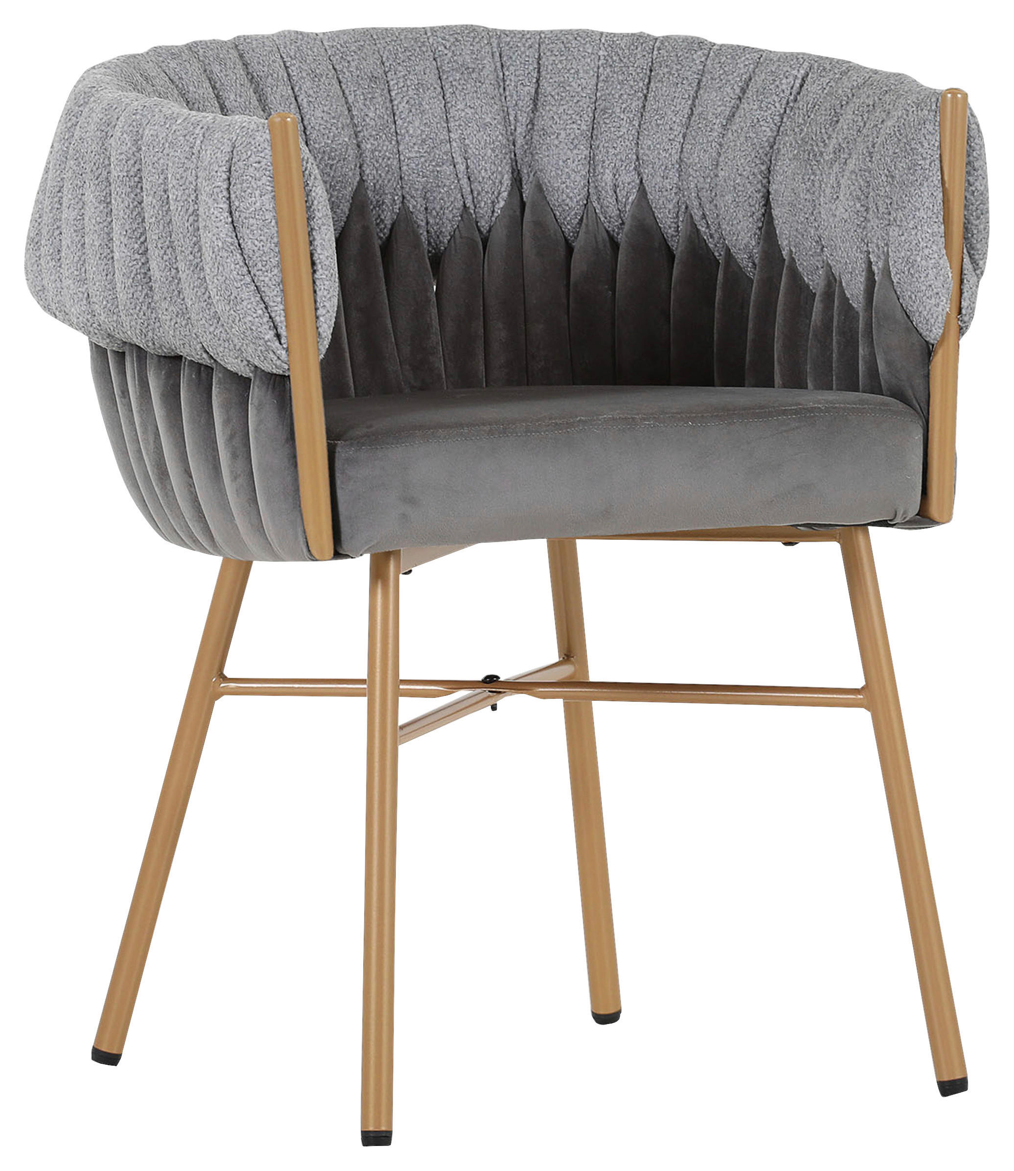 SCAUN CU BRAțE in gri  - auriu/gri, Design, metal/textil (65/76/60cm) - Ambia Home