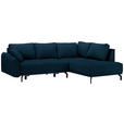 ECKSOFA in Samt Dunkelblau  - Schwarz/Dunkelblau, Design, Textil/Metall (250/191cm) - Carryhome