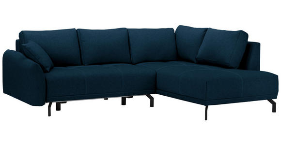 ECKSOFA Dunkelblau Samt - Schwarz/Dunkelblau, Design, Textil/Metall (250/191cm) - Carryhome