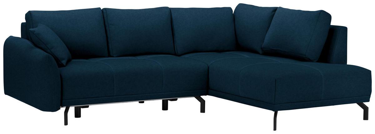 ECKSOFA Dunkelblau Samt  - Schwarz/Dunkelblau, Design, Textil/Metall (250/191cm) - Carryhome