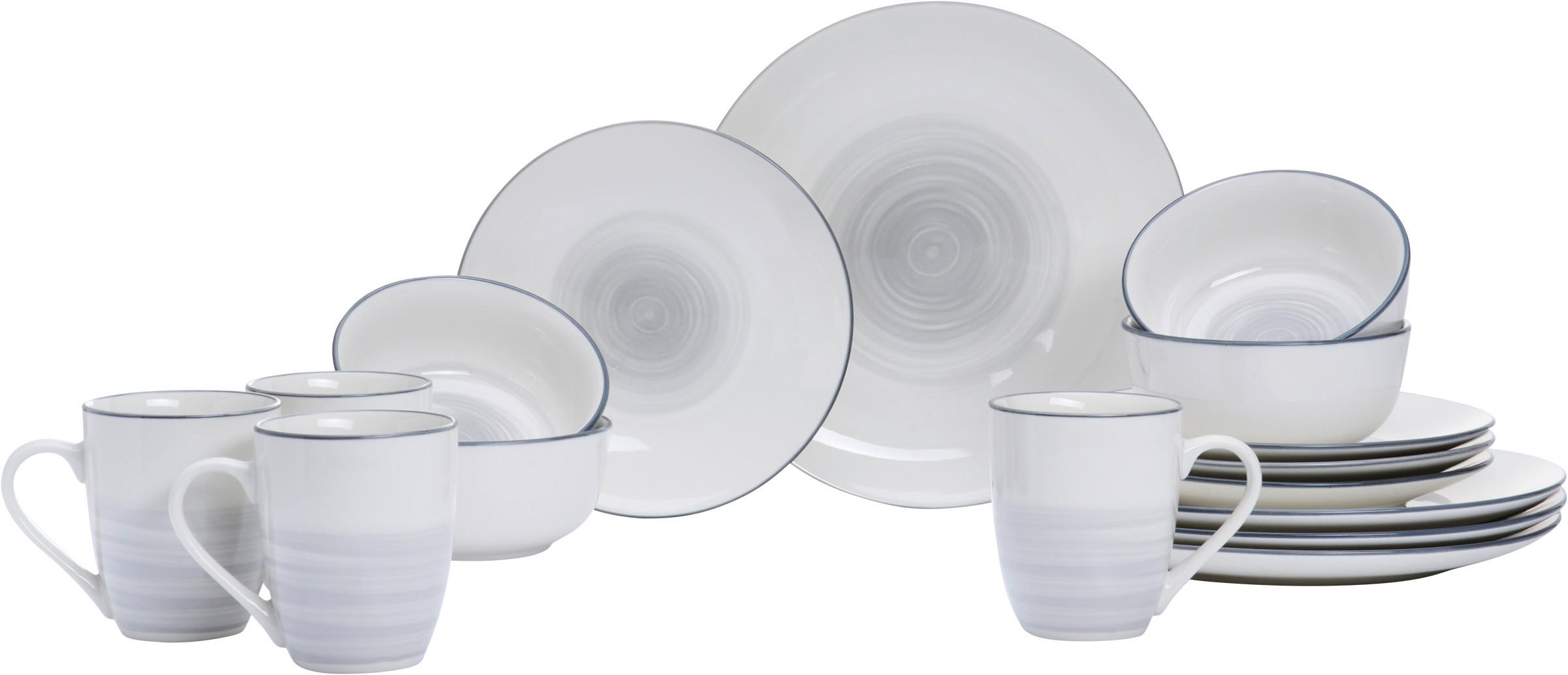 KOMBISERVICE 16-teilig Luna grau  - Weiß/Grau, KONVENTIONELL, Keramik (30/29/29cm) - Ritzenhoff Breker