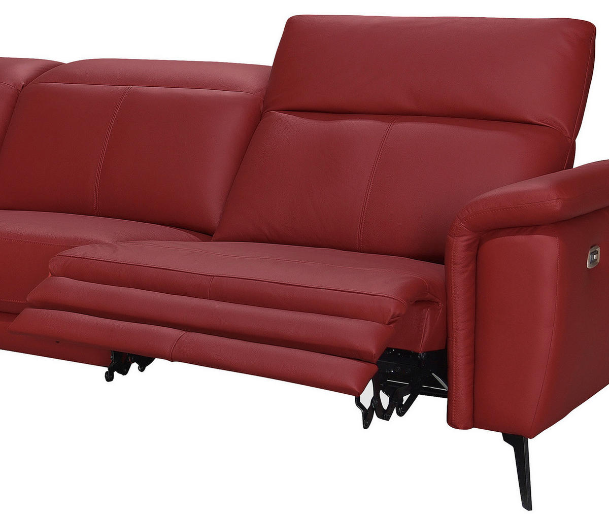ECKSOFA Rot Echtleder  - Rot/Schwarz, MODERN, Leder/Holz (174/276cm) - Livetastic
