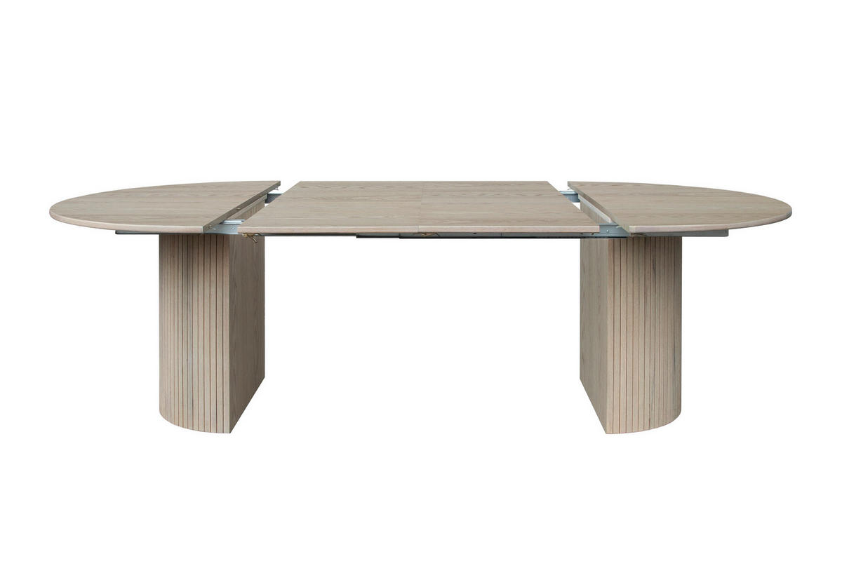 MATBORD 130-230/130/75 cm delar i massivt trä  trä utdragbar, finns i olika trädekorer rund ek Bianco  - ek Bianco, Modern, trä (130-230/130/75cm) - Niels Andersson