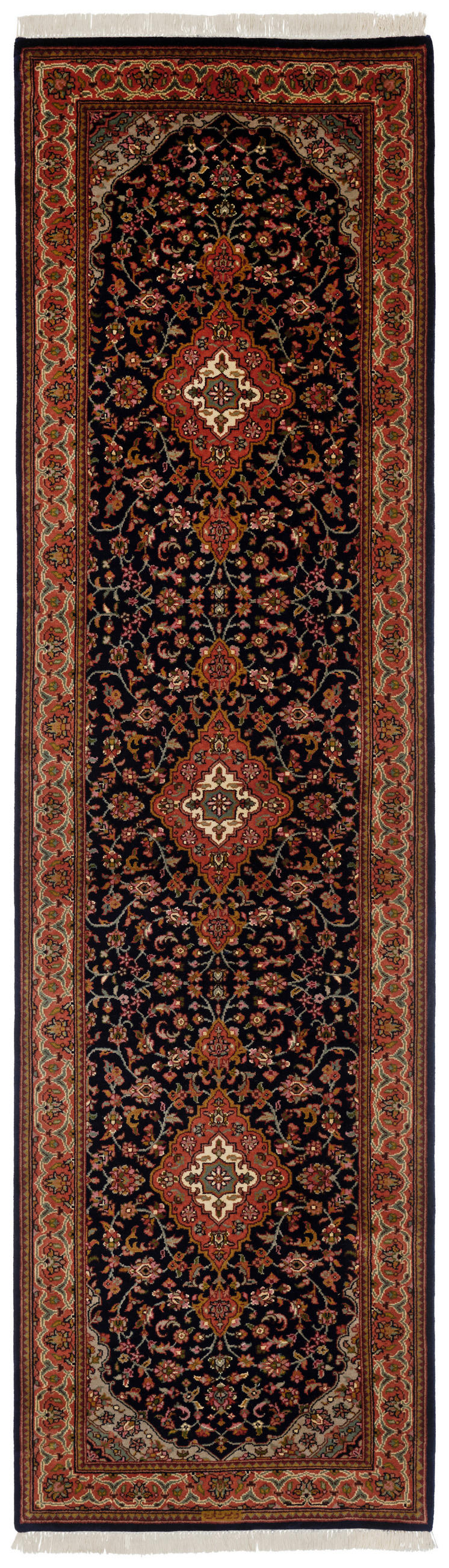 ORIENTTEPPICH 80/300 cm Kashan DK. Blue Orange, Dunkelblau  - Orange/Dunkelblau, LIFESTYLE, Textil (80/300cm) - Cazaris