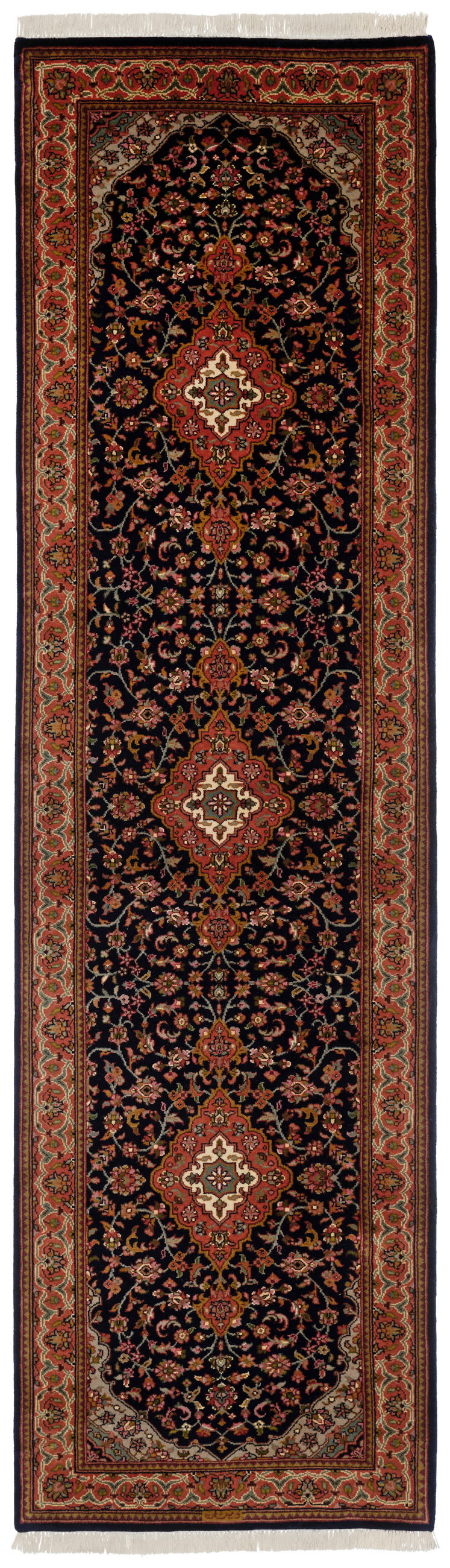 ORIENTTEPPICH 80/300 cm Kashan DK. Blue Orange, Dunkelblau  - Orange/Dunkelblau, LIFESTYLE, Textil (80/300cm) - Cazaris