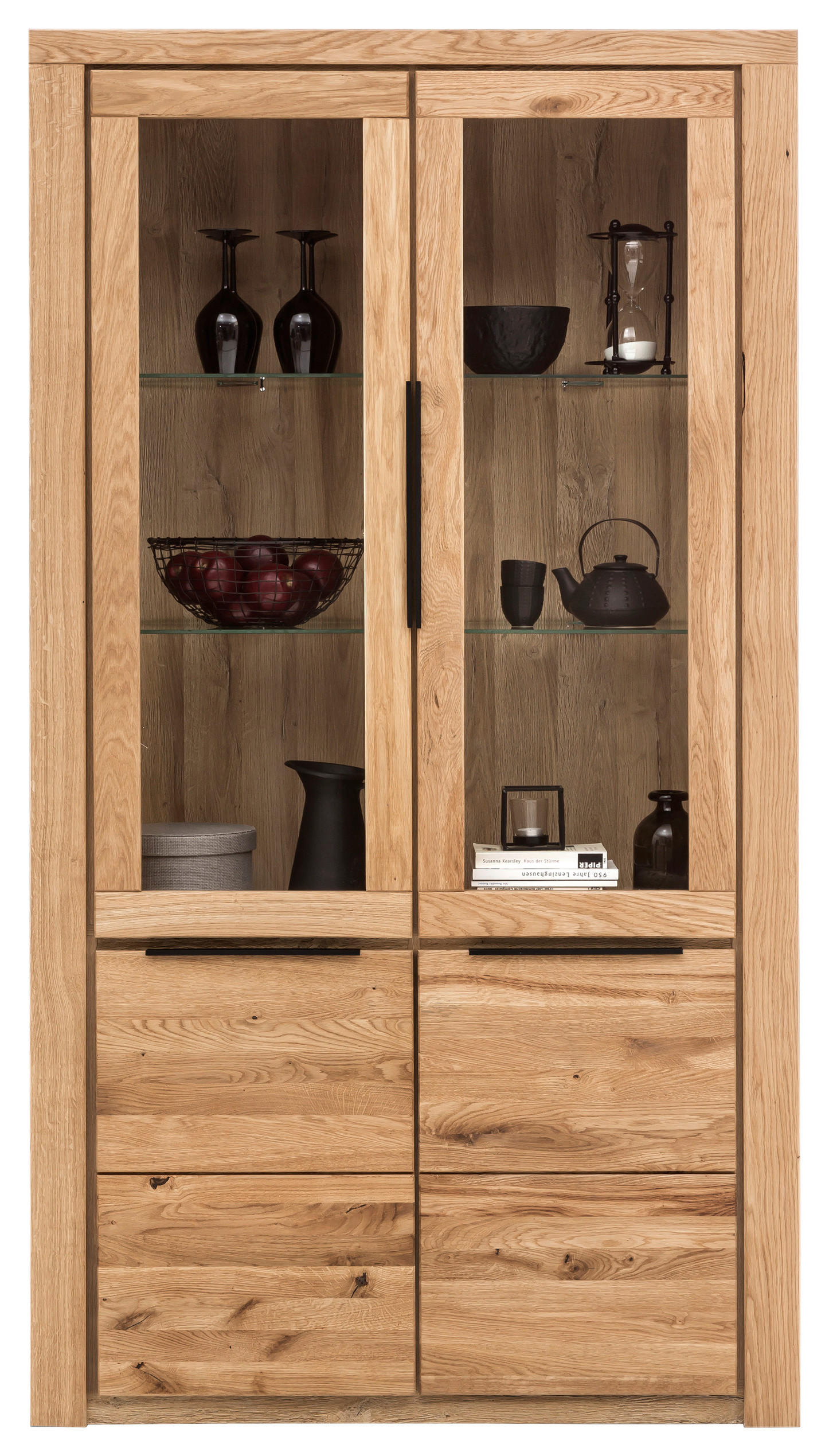 VITRINE in teilmassiv Eichefarben  - Eichefarben/Schwarz, Natur, Glas/Holz (108/199/40cm) - Carryhome