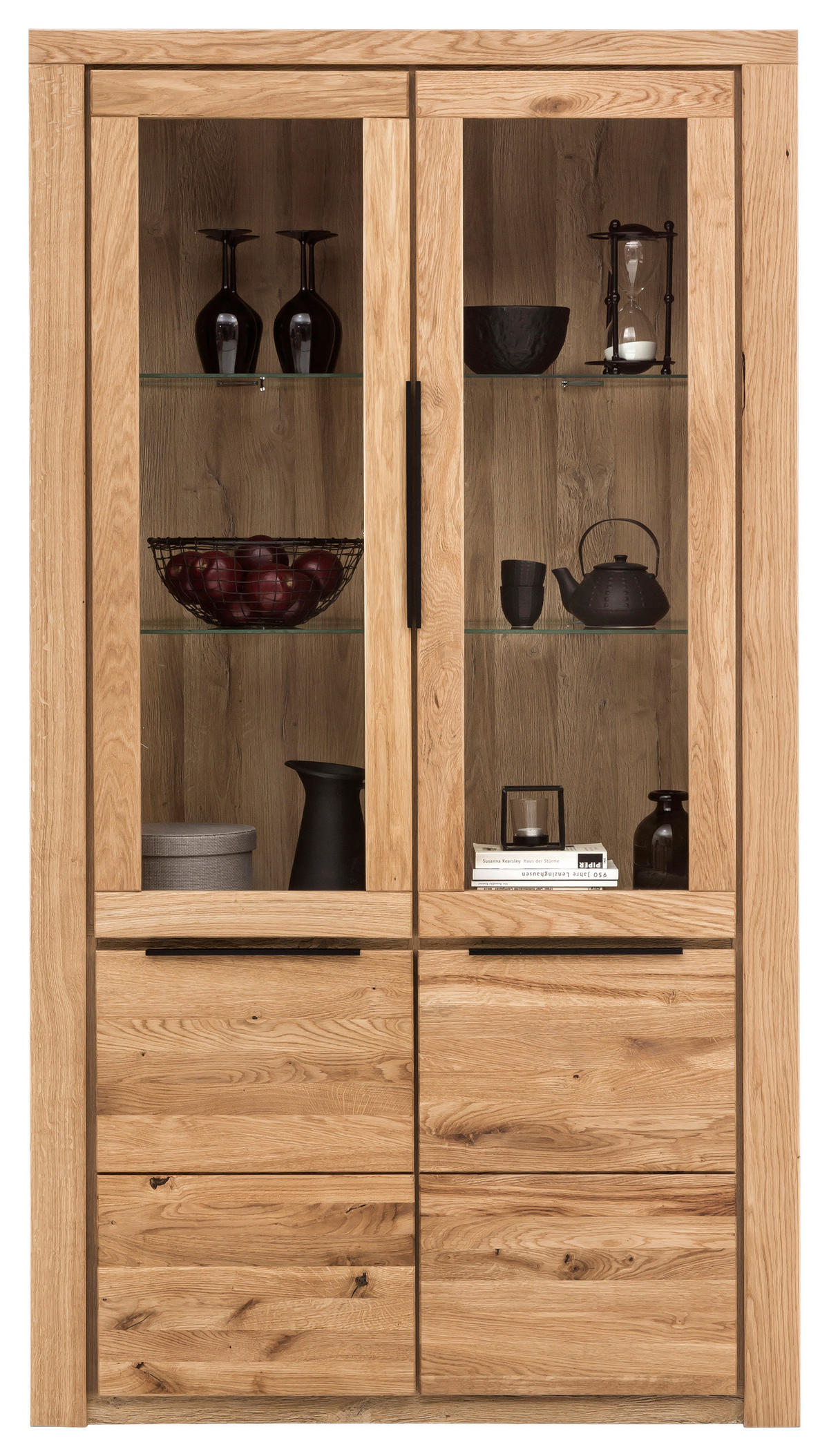 VITRINE  in teilmassiv Eichefarben  - Eichefarben/Schwarz, Natur, Glas/Holz (108/199/40cm) - Carryhome