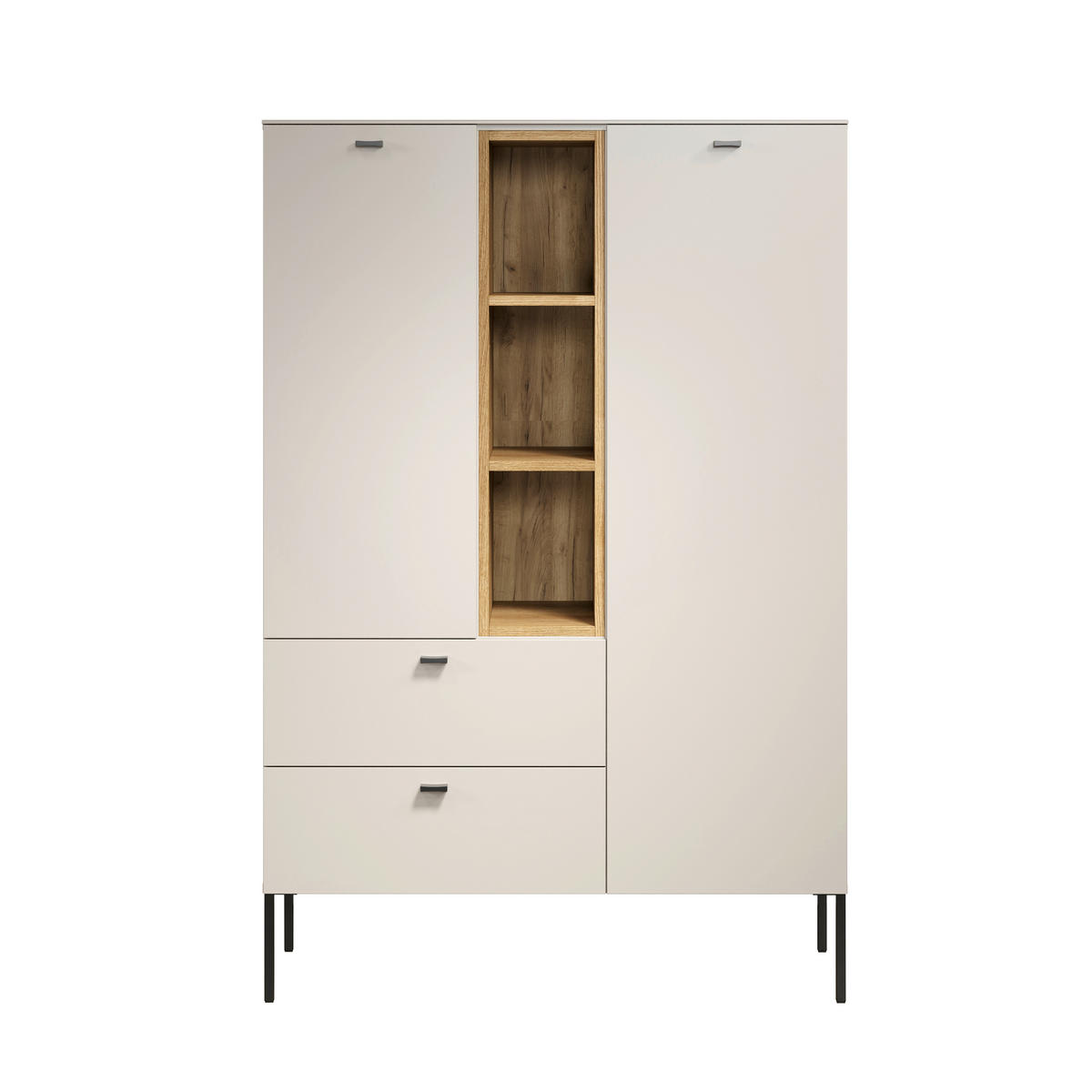HIGHBOARD Sao Paulo WO, 93/140/42 cm, 2 Schublade(n)  - Kaschmir/Eichefarben, Basics, Holzwerkstoff/Metall (93/140/42cm) - MID.YOU