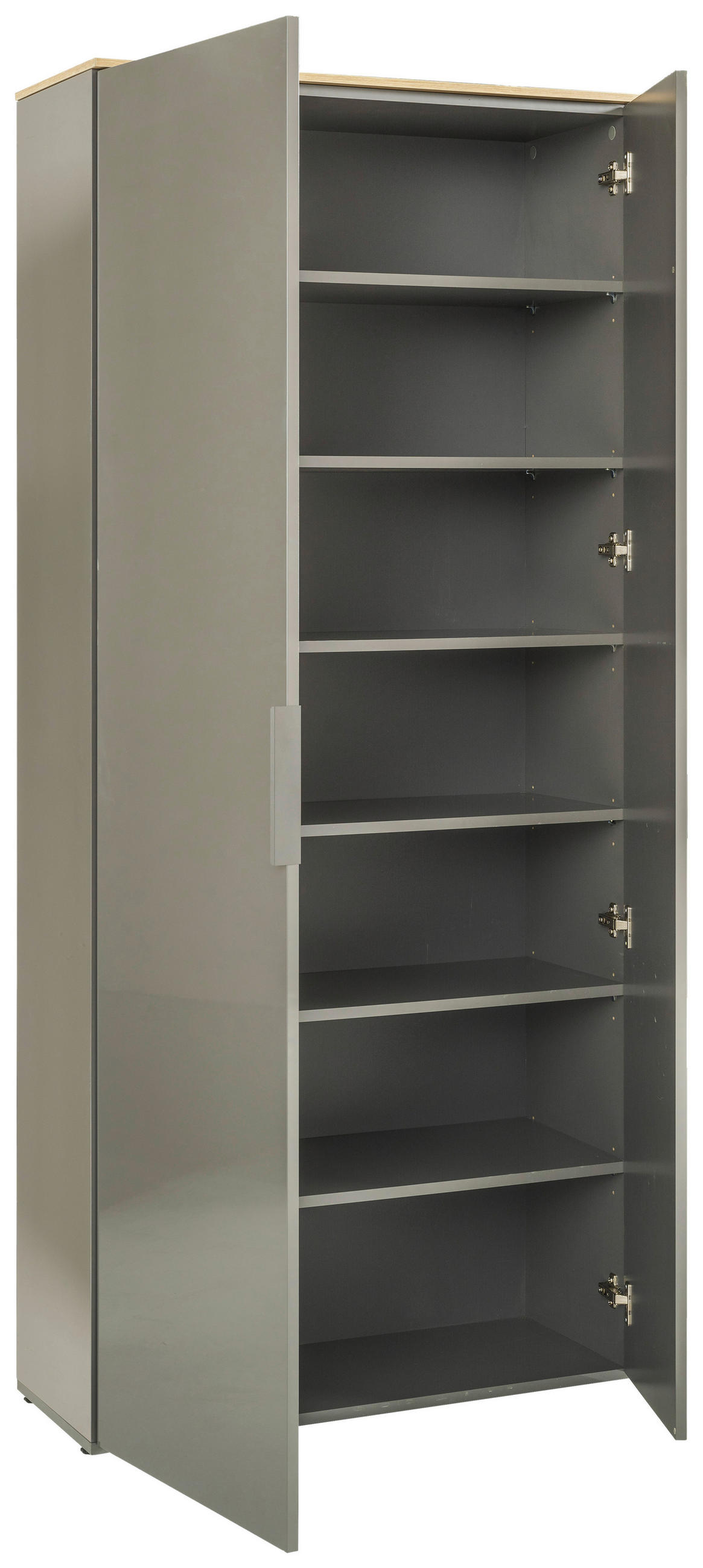 GARDEROBENSCHRANK Galaverna  in 83,1/187,2/35,1 cm  - Grau Hochglanz/Anthrazit, Design, Holzwerkstoff (83,1/187,2/35,1cm) - Carryhome
