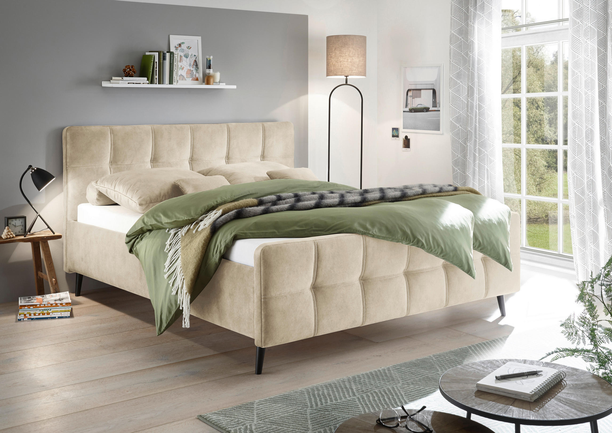 MID.YOU ČALÚNENÁ POSTEĽ, 180/200 cm, krémová