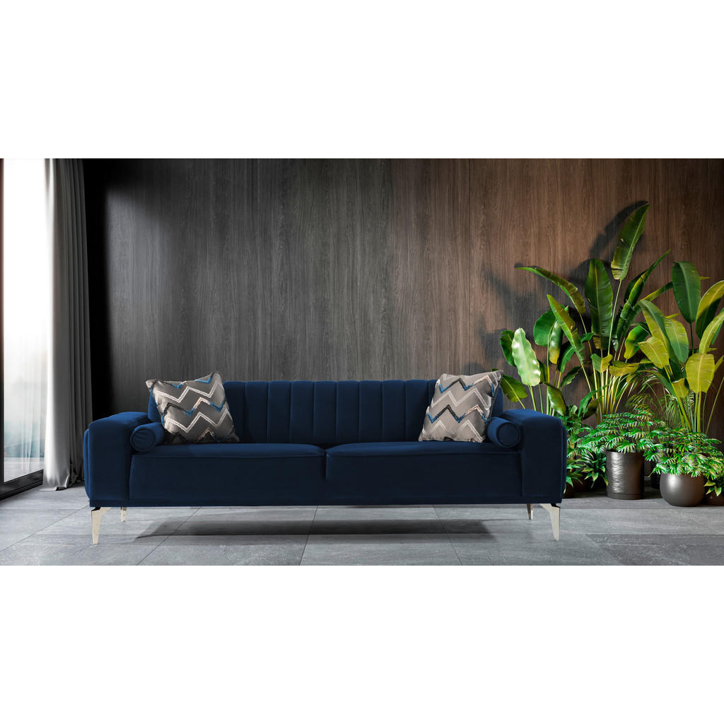 Thumbnail - Livetastic 3-Sitzer-Sofa, Dunkelblau, Textil, Uni, Füllung: Polyurethan (PUR),Faserbällchen, Polyurethan (Pur), 236x77x8...