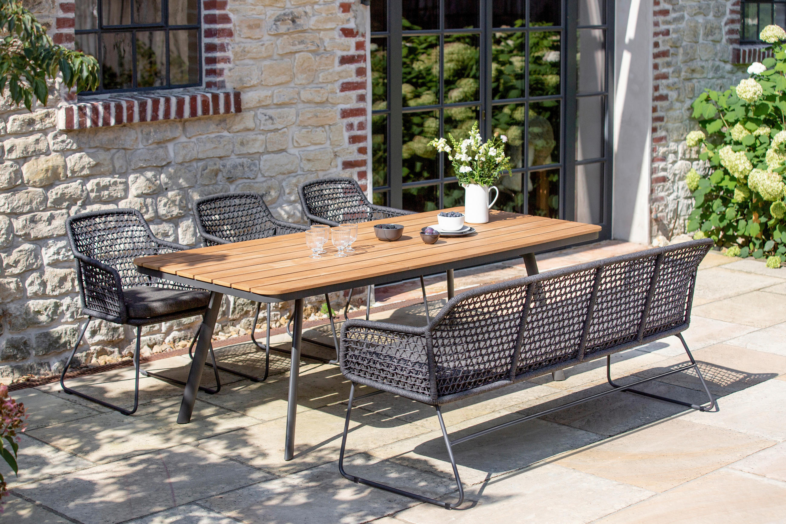 GARTENBANK 195,5/86/68,5 cm  Aluminium  - Anthrazit/Grau, Design, Textil/Metall (195,5/86/68,5cm)