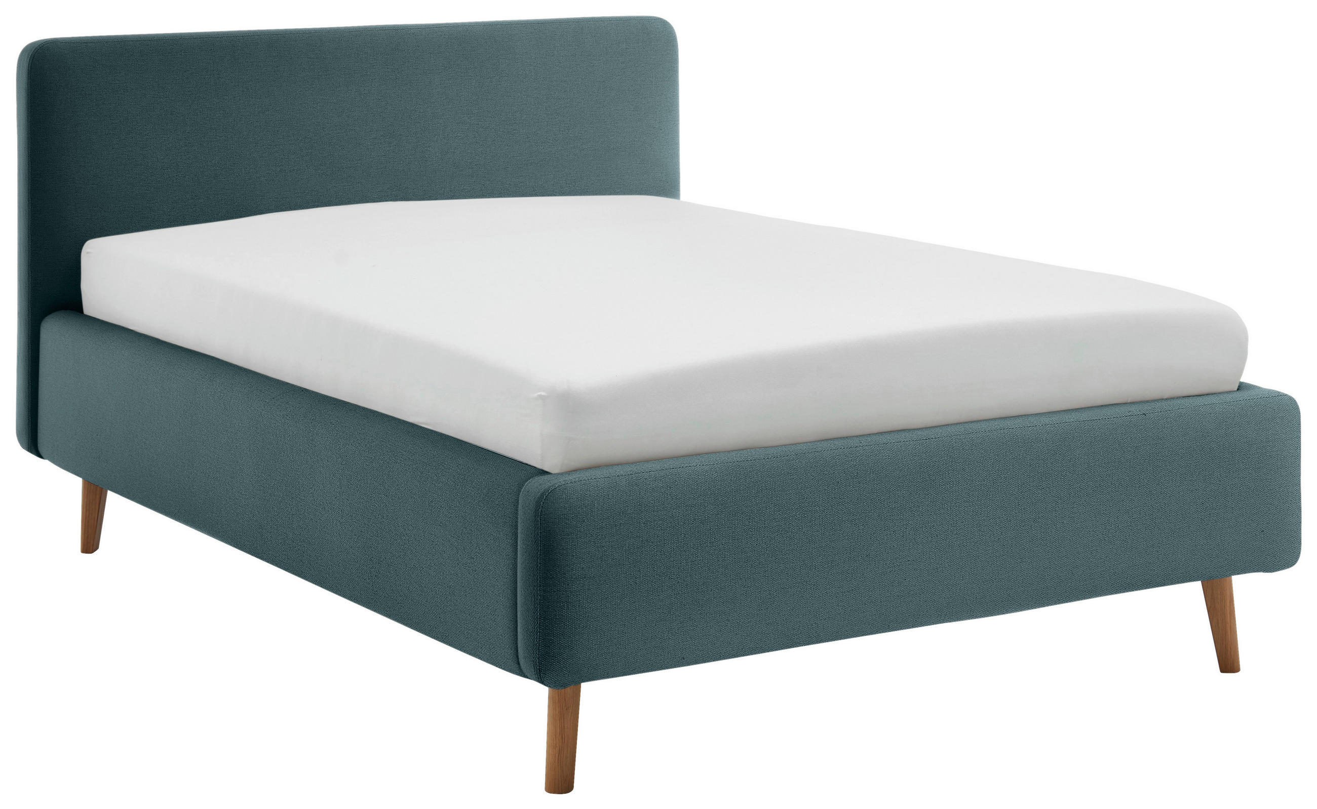 POLSTERBETT 120/200 cm,  in Blau,  - Blau/Eichefarben, Design, Holz/Textil (120/200cm) - Xora