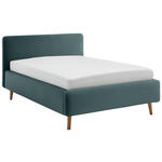 POLSTERBETT Blau 140/200 cm  - Blau/Eichefarben, Design, Holz/Textil (140/200cm) - Xora