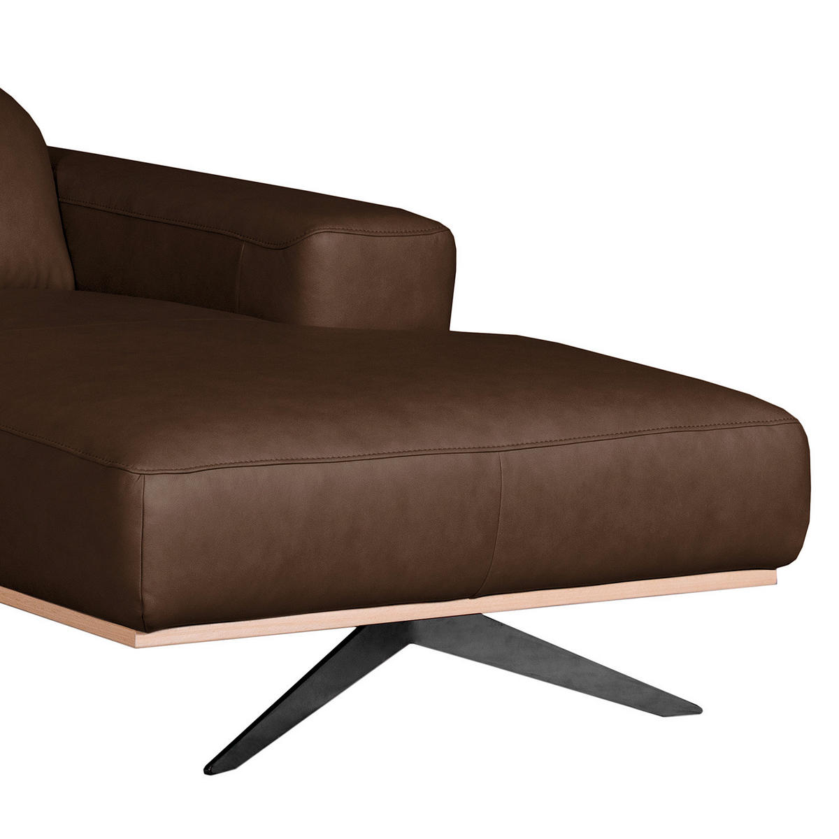 ECKSOFA  in Echtleder Dunkelbraun  295/187 cm  - Dunkelbraun/Schwarz, Design, Leder/Metall (295/187cm) - Livetastic