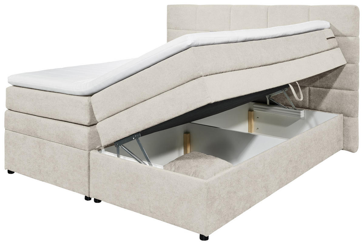 BOXSPRING-ÁGY 180/200 cm  homok  - homok, Konventionell, műanyag/textil (180/200cm) - MID.YOU