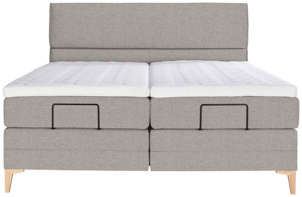 BOXSPRINGBETT 160/200 cm  in Greige  - Greige/Eichefarben, Konventionell, Holz/Textil (160/200cm) - Voleo