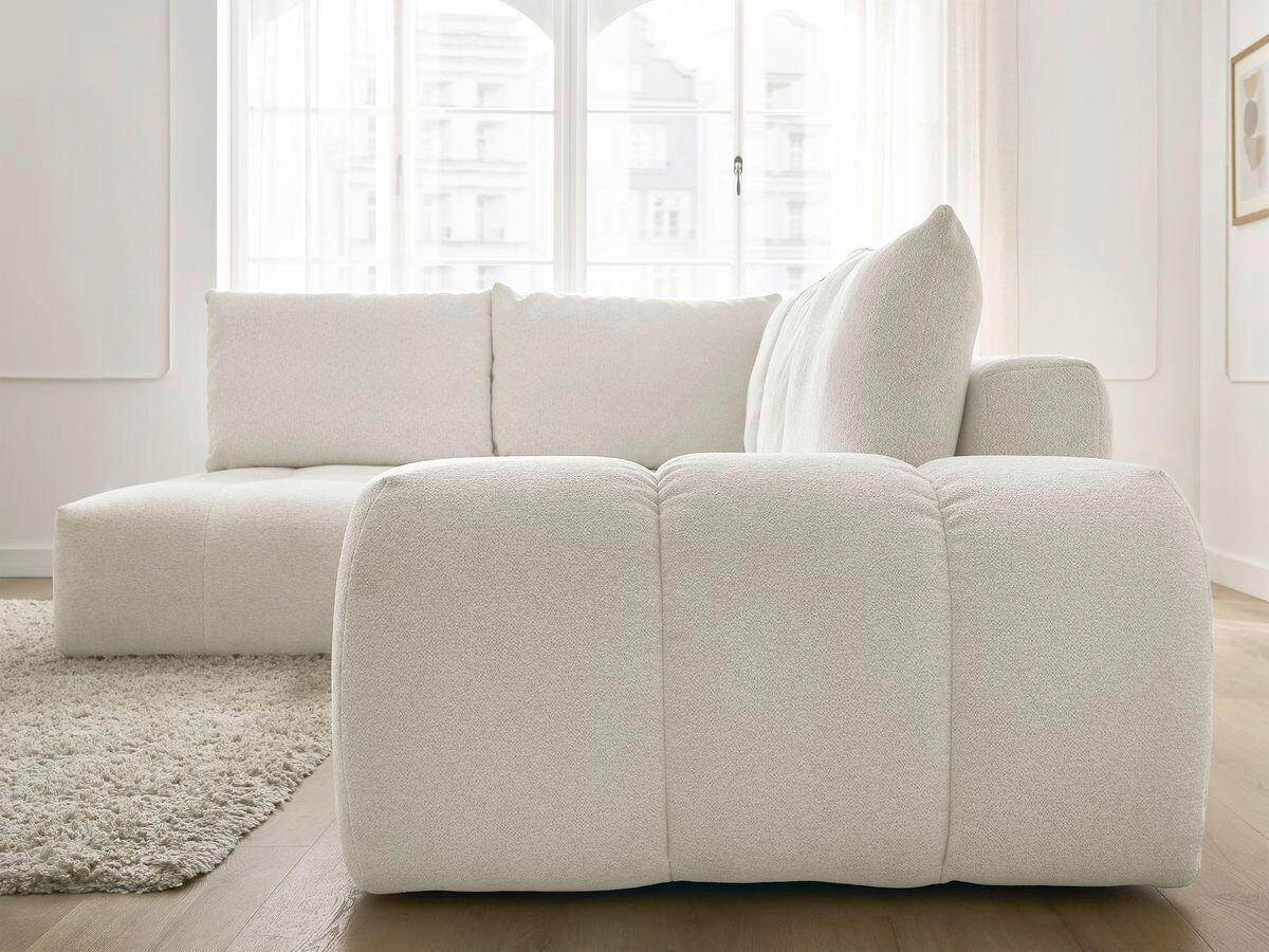 ECKSCHLAFSOFA EVEREST  mit Rücken echt, Armteil links, Armteil rechts Flachgewebe Weiß  - Schwarz/Weiß, MODERN, Kunststoff/Textil (320/212cm)