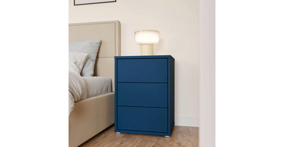 NACHTSCHRANK 50/69/42 cm  - Silberfarben/Dunkelblau, Trend, Holzwerkstoff/Kunststoff (50/69/42cm) - Carryhome