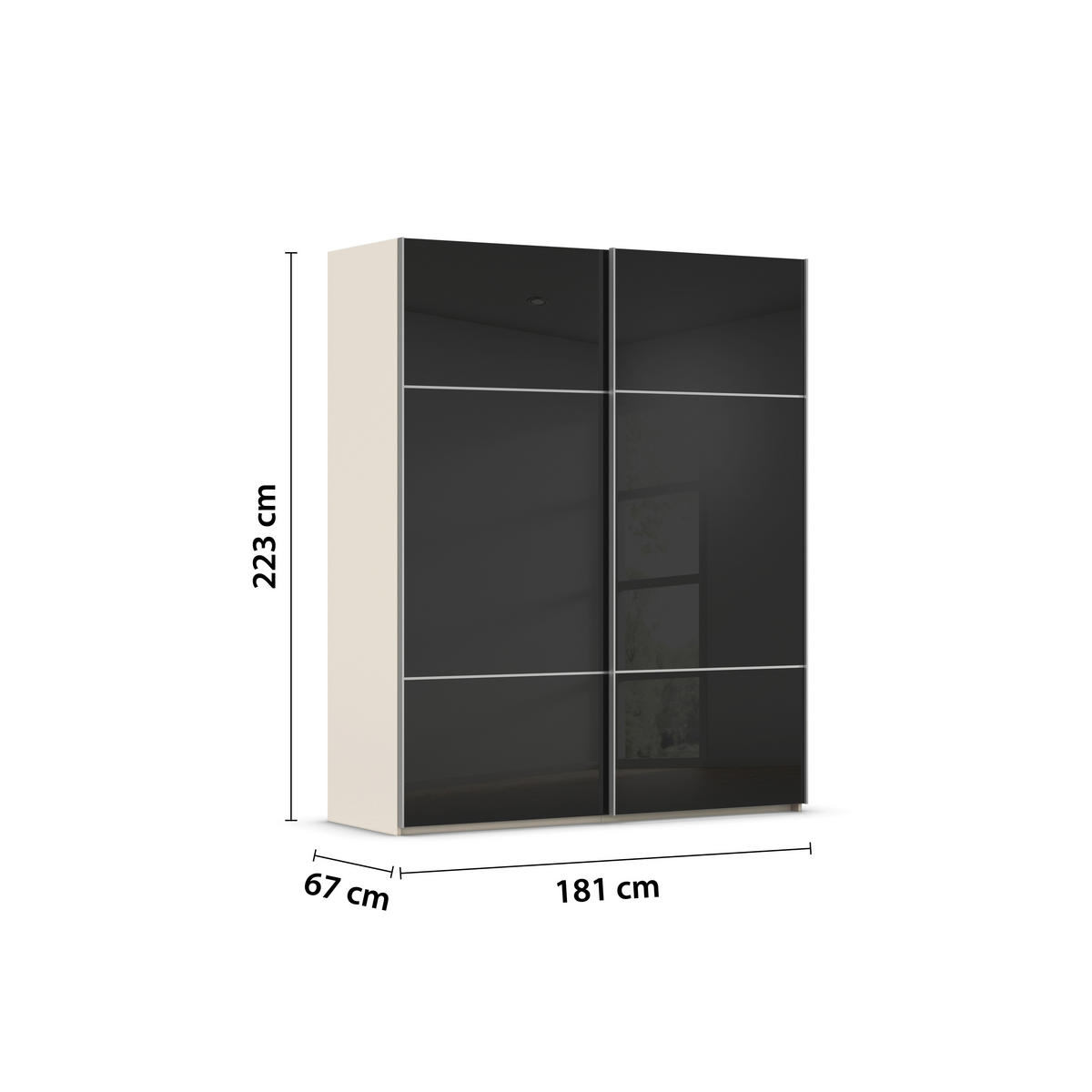 SCHWEBETÜRENSCHRANK in Schwarz, Champagner  - Champagner/Alufarben, Konventionell, Glas/Holzwerkstoff (181/223/67cm) - Novel