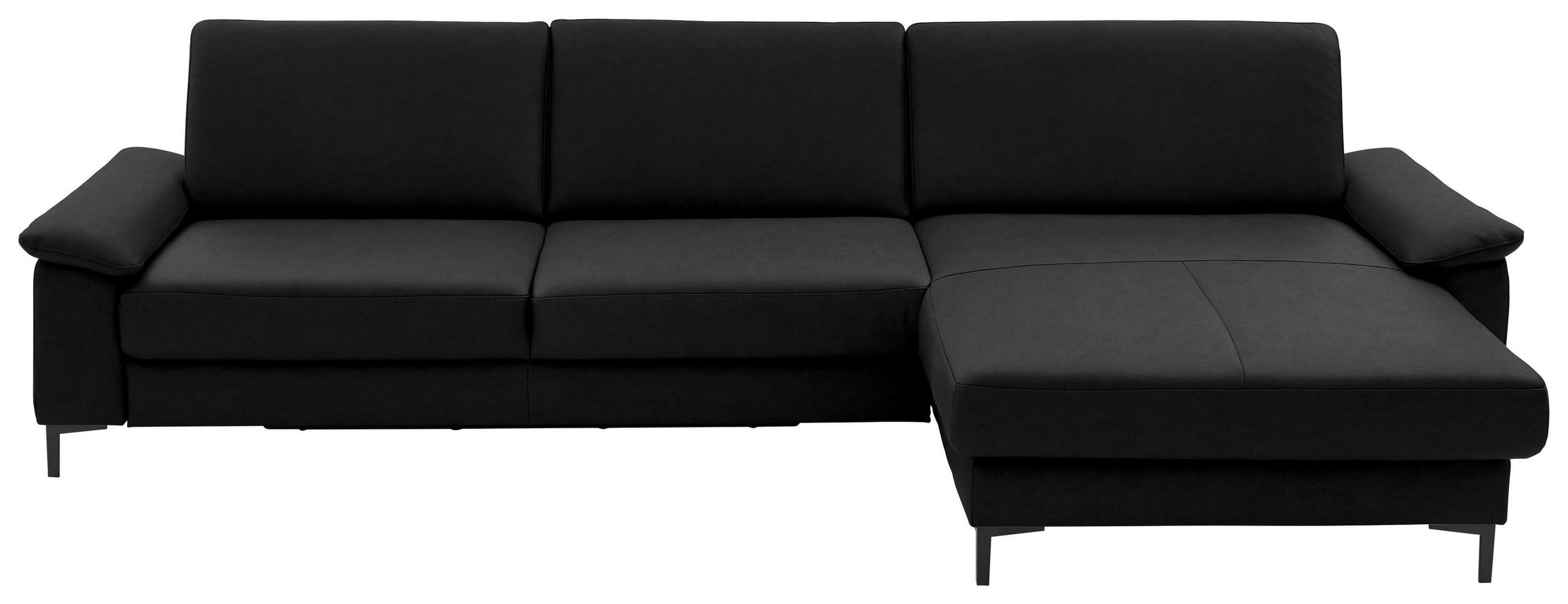 ECKSOFA in Echtleder Schwarz  - Schwarz, Design, Leder/Metall (334/176cm) - Dieter Knoll