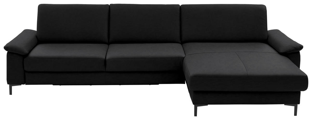 ECKSOFA in Echtleder Schwarz  - Schwarz, Design, Leder/Metall (334/176cm) - Dieter Knoll