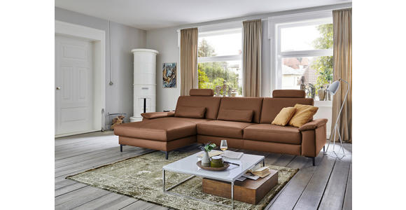 ECKSOFA in Echtleder Braun  - Schwarz/Braun, Design, Leder/Metall (176/334cm) - Dieter Knoll