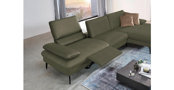 ECKSOFA in Echtleder Grau, Grün  - Schwarz/Grau, Design, Leder/Metall (325/157cm) - Dieter Knoll