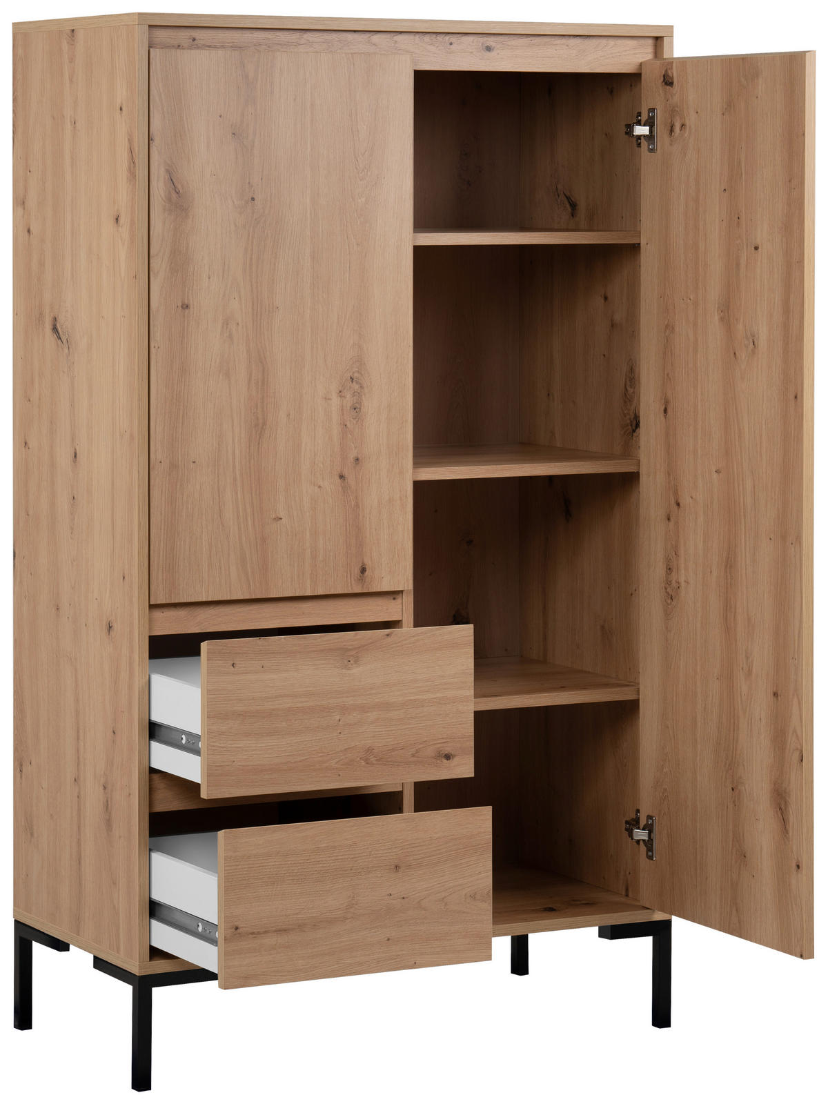 HIGHBOARD  in 81/139/40 cm  - Schwarz/Eiche Artisan, Design, Holzwerkstoff/Metall (81/139/40cm) - MID.YOU