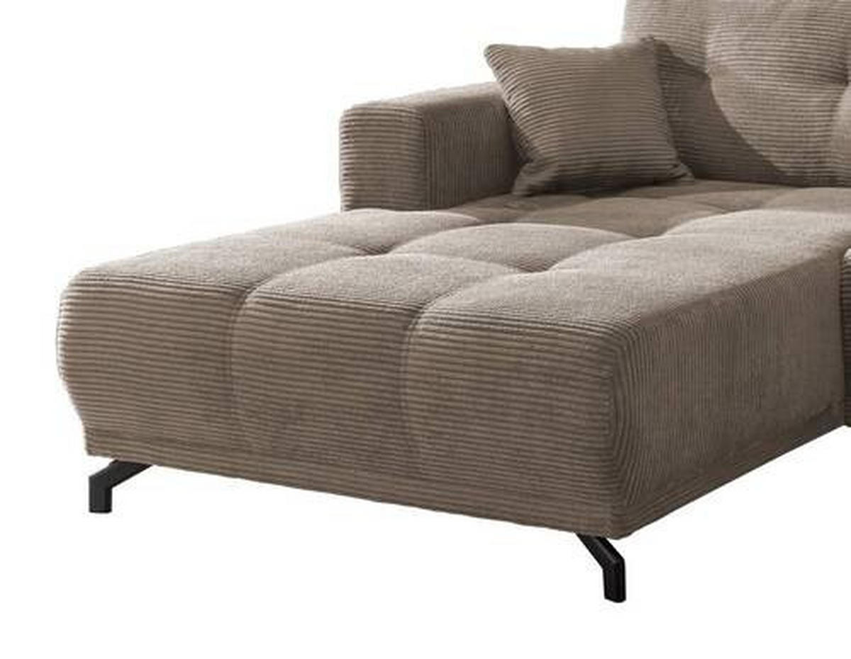 ECKSOFA in Cord Graubraun  177/246 cm  - Graubraun/Schwarz, MODERN, Holz/Textil (177/246cm) - MID.YOU