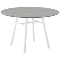 GARTENTISCH 120/120/76 cm Metall, Keramik rund  - Weiß/Grau, Basics, Keramik/Metall (120/120/76cm) - Connubia 