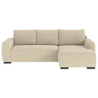 ECKSOFA  in Cord Beige  - Beige/Schwarz, Trend, Kunststoff/Textil (252/170cm) - MID.YOU