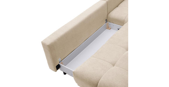 ECKSOFA in Chenille Creme  - Creme/Schwarz, MODERN, Textil/Metall (290/182cm) - Hom`in